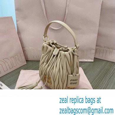 Miu Miu Matelasse nappa leather Bucket Bag 5BE085 Nude