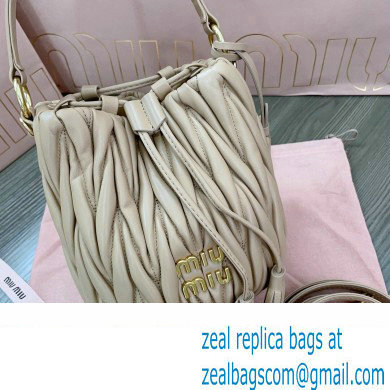 Miu Miu Matelasse nappa leather Bucket Bag 5BE085 Nude