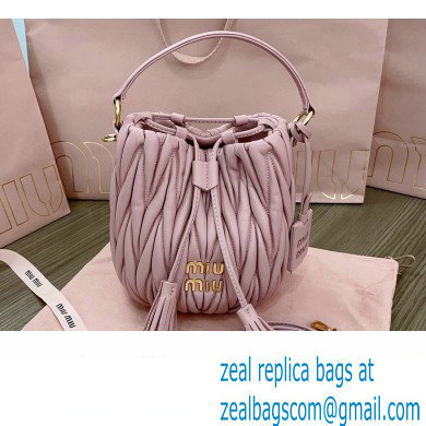 Miu Miu Matelasse nappa leather Bucket Bag 5BE085 Pink