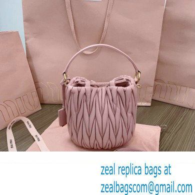 Miu Miu Matelasse nappa leather Bucket Bag 5BE085 Pink