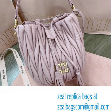 Miu Miu Matelasse nappa leather Bucket Bag 5BE085 Pink - Click Image to Close