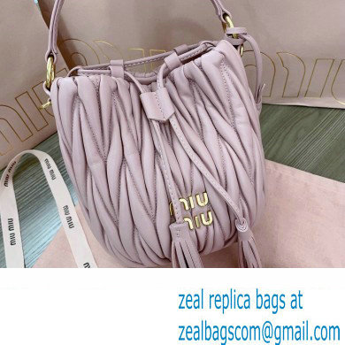 Miu Miu Matelasse nappa leather Bucket Bag 5BE085 Pink