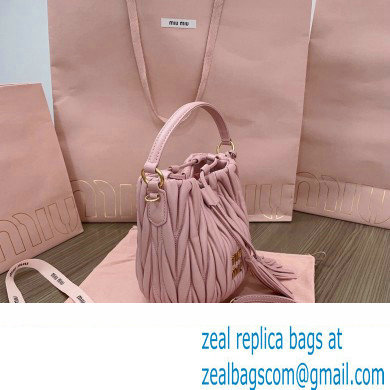 Miu Miu Matelasse nappa leather Bucket Bag 5BE085 Pink