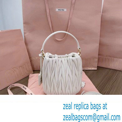 Miu Miu Matelasse nappa leather Bucket Bag 5BE085 White - Click Image to Close
