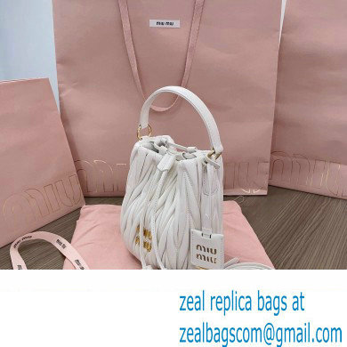 Miu Miu Matelasse nappa leather Bucket Bag 5BE085 White - Click Image to Close
