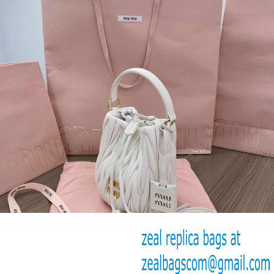 Miu Miu Matelasse nappa leather Bucket Bag 5BE085 White