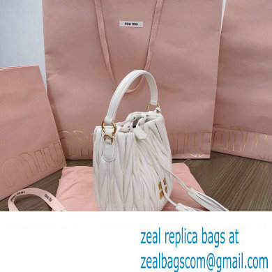 Miu Miu Matelasse nappa leather Bucket Bag 5BE085 White