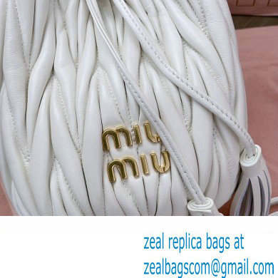 Miu Miu Matelasse nappa leather Bucket Bag 5BE085 White