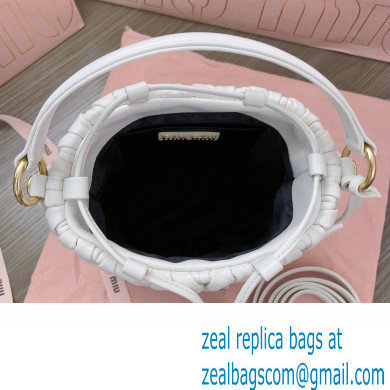 Miu Miu Matelasse nappa leather Bucket Bag 5BE085 White - Click Image to Close