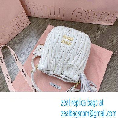 Miu Miu Matelasse nappa leather Bucket Bag 5BE085 White - Click Image to Close