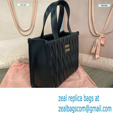 Miu Miu Matelasse nappa leather Handbag 5BG263 Black - Click Image to Close