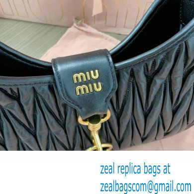 Miu Miu Matelasse nappa leather Hobo bag 5BC157 Black