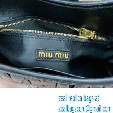 Miu Miu Matelasse nappa leather Hobo bag 5BC157 Black