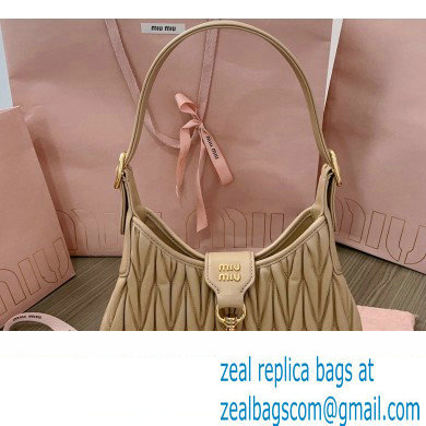 Miu Miu Matelasse nappa leather Hobo bag 5BC157 Nude