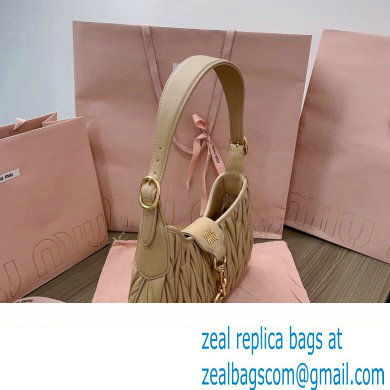 Miu Miu Matelasse nappa leather Hobo bag 5BC157 Nude