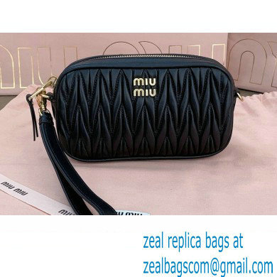 Miu Miu Matelasse nappa leather Pouch bag 5NE846 Black