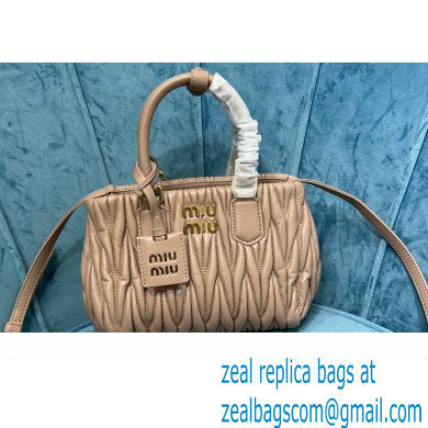 Miu Miu Matelasse nappa leather handbag 5BA259 Beige 2023