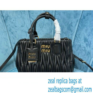 Miu Miu Matelasse nappa leather handbag 5BA259 Black 2023 - Click Image to Close