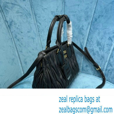 Miu Miu Matelasse nappa leather handbag 5BA259 Black 2023