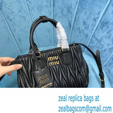 Miu Miu Matelasse nappa leather handbag 5BA259 Black 2023