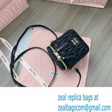 Miu Miu Matelasse nappa leather micro bag 5NR018 Black 2024