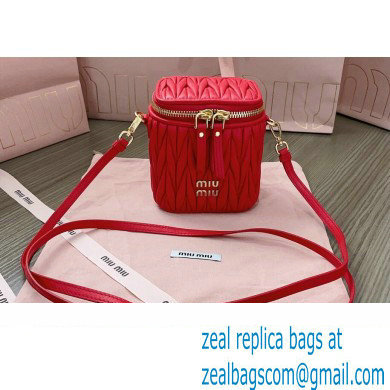 Miu Miu Matelasse nappa leather micro bag 5NR018 Red 2024