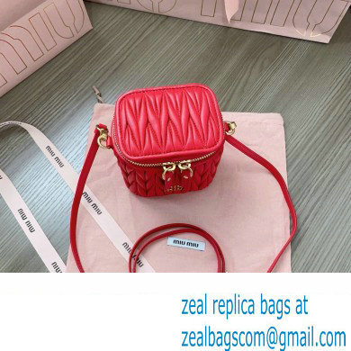 Miu Miu Matelasse nappa leather micro bag 5NR018 Red 2024