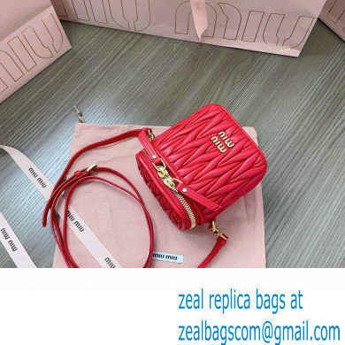 Miu Miu Matelasse nappa leather micro bag 5NR018 Red 2024