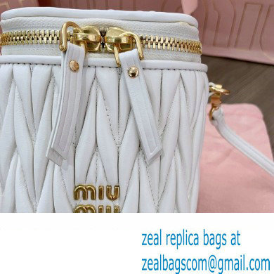 Miu Miu Matelasse nappa leather micro bag 5NR018 White 2024