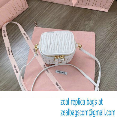 Miu Miu Matelasse nappa leather micro bag 5NR018 White 2024