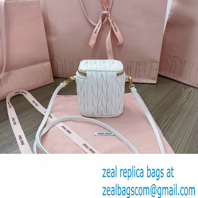 Miu Miu Matelasse nappa leather micro bag 5NR018 White 2024 - Click Image to Close