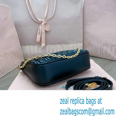 Miu Miu Matelasse nappa leather shoulder bag with Chain 5BH211 Black
