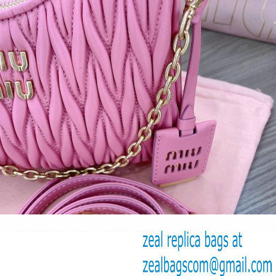 Miu Miu Matelasse nappa leather shoulder bag with Chain 5BH211 Fuchsia
