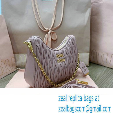 Miu Miu Matelasse nappa leather shoulder bag with Chain 5BH211 Pink