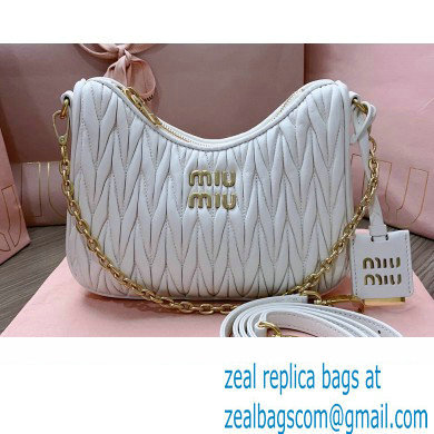 Miu Miu Matelasse nappa leather shoulder bag with Chain 5BH211 White