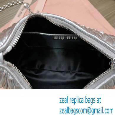 Miu Miu Matelasse nappa leather shoulder bag with Crystal 5BH211 Silver