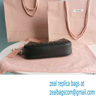 Miu Miu Matelasse nappa leather shoulder bag with Pearl 5BH211 Black