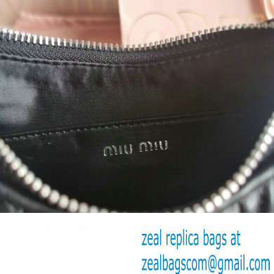Miu Miu Matelasse nappa leather shoulder bag with Pearl 5BH211 Black