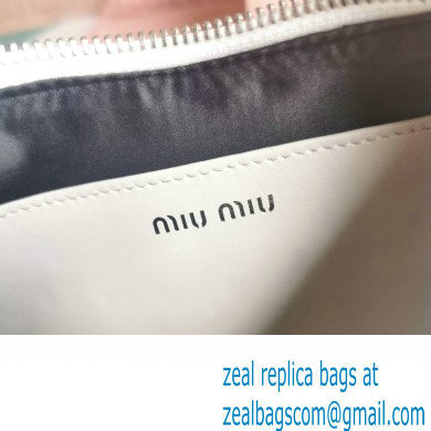 Miu Miu Matelasse nappa leather shoulder bag with Pearl 5BH211 White