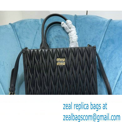 Miu Miu Matelasse nappa leather tote Bag 5BG258 Black 2023