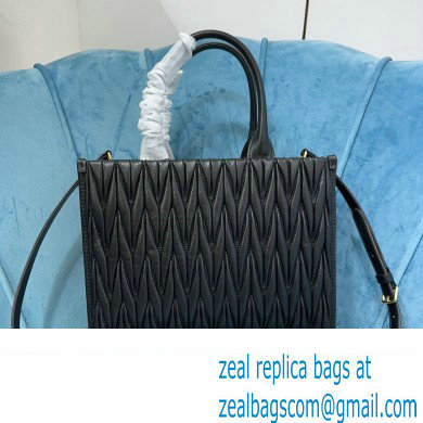 Miu Miu Matelasse nappa leather tote Bag 5BG258 Black 2023