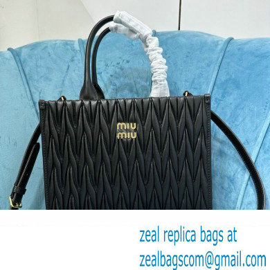 Miu Miu Matelasse nappa leather tote Bag 5BG258 Black 2023