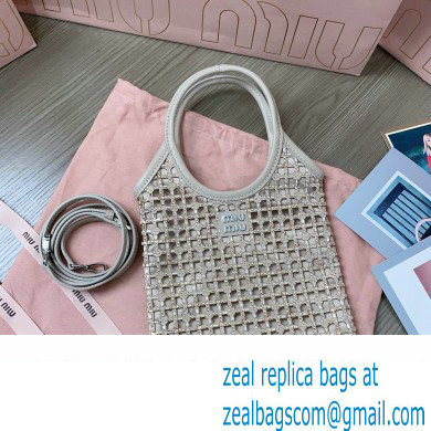Miu Miu Satin handbag with synthetic crystals 5BA281 Beige 2024