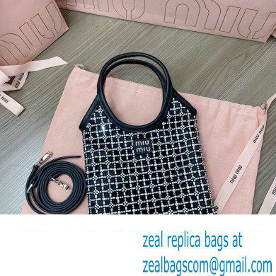 Miu Miu Satin handbag with synthetic crystals 5BA281 Black 2024 - Click Image to Close