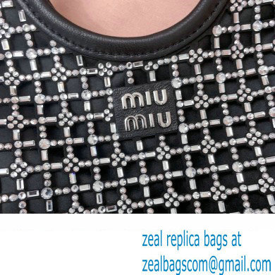 Miu Miu Satin handbag with synthetic crystals 5BA281 Black 2024