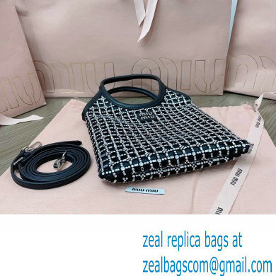 Miu Miu Satin handbag with synthetic crystals 5BA281 Black 2024
