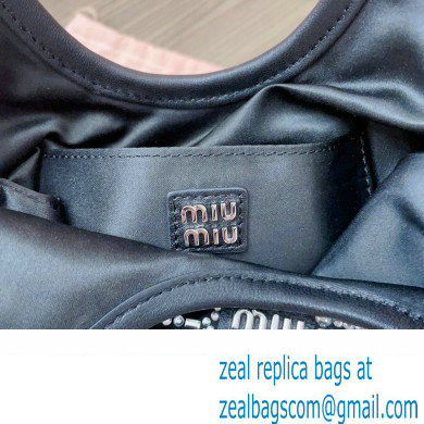 Miu Miu Satin handbag with synthetic crystals 5BA281 Black 2024