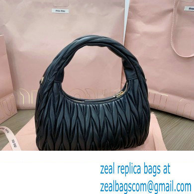 Miu Miu Wander matelasse nappa leather hobo Bag 5BC153 Black - Click Image to Close