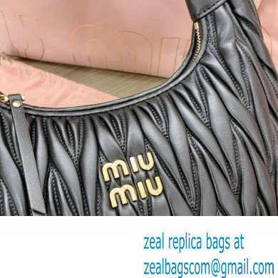 Miu Miu Wander matelasse nappa leather hobo Bag 5BC153 Black