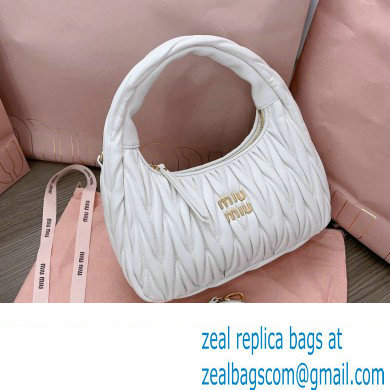 Miu Miu Wander matelasse nappa leather hobo Bag 5BC153 White